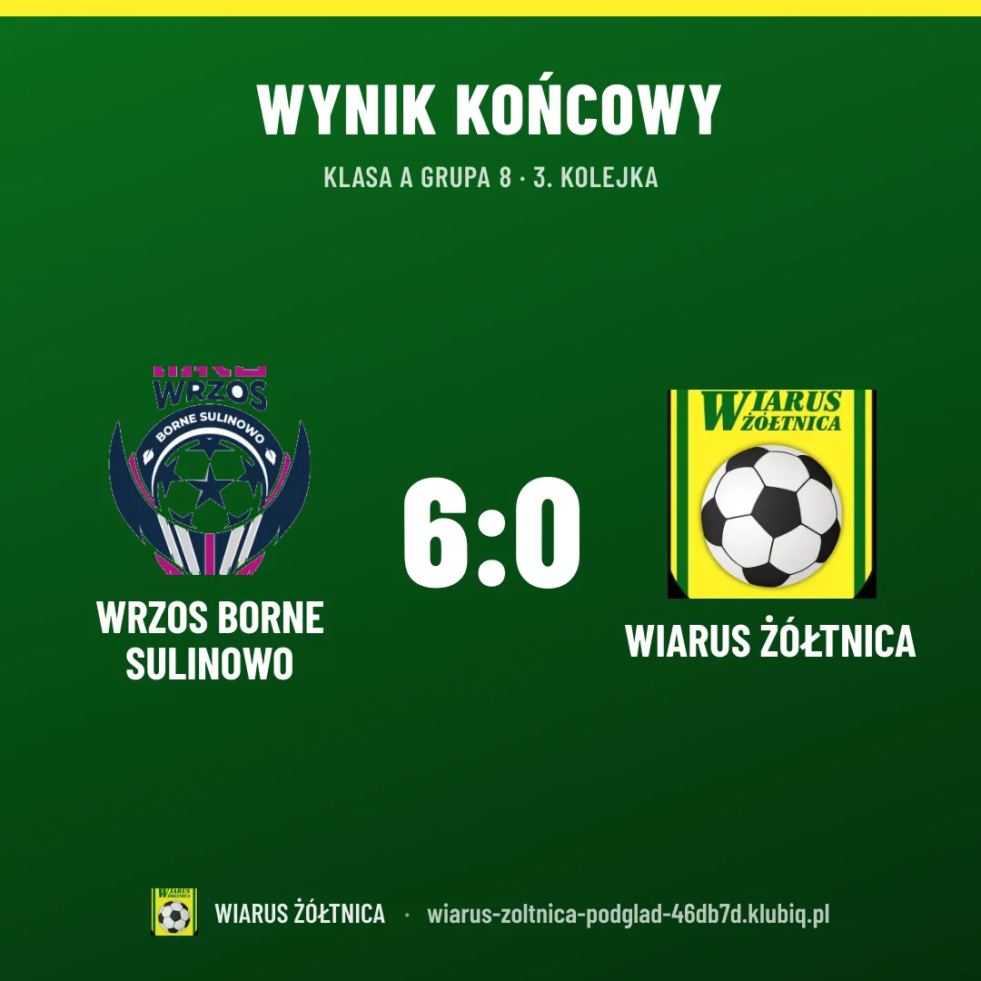 WRZOS BORNE SULINOWO 6:0 Wiarus Żółtnica